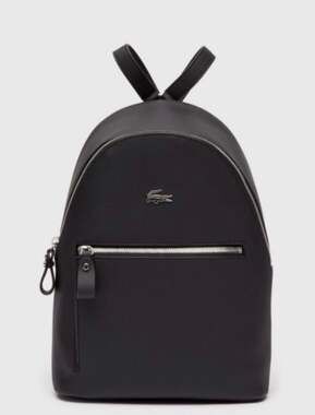 Lacoste Women's Daily Classic Coated Piqué Canvas Backpack with Logo Charm